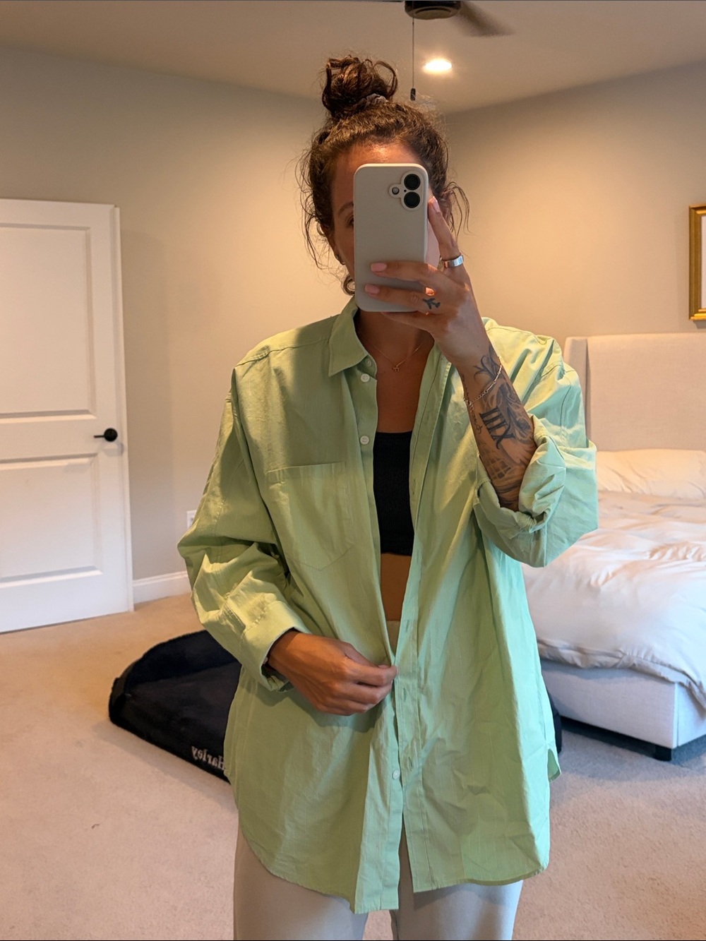 Zara Light Green Oversized Shirt Jacket